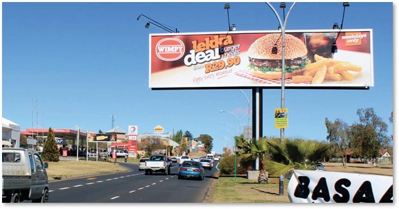 billboard advertising in Bloemfontein, Curie Ave.